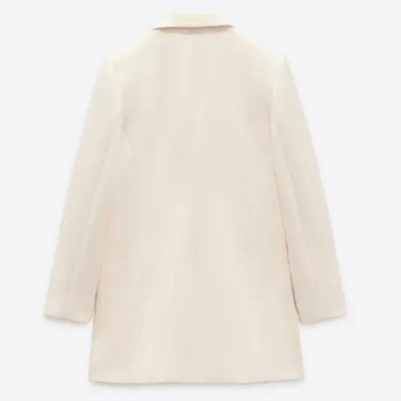 NWT Zara Ecru Double Breasted Long Blazer Coat Jacket, Size XL - Picture 17 of 17